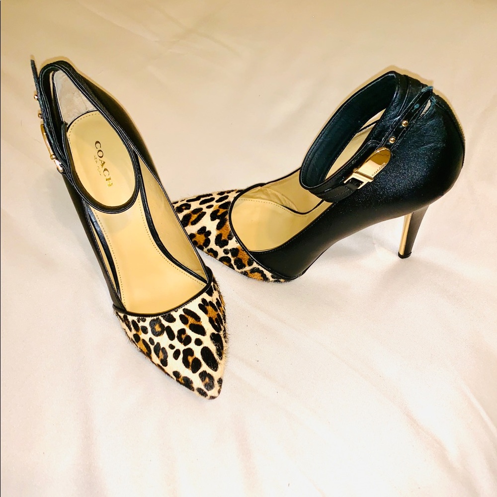 Coach Leopard Print Fur Pumps